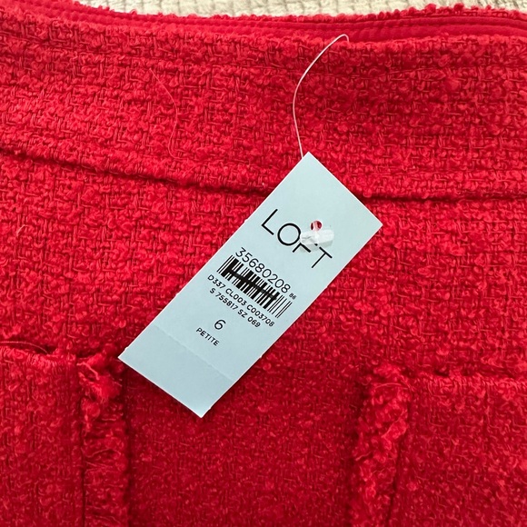 Loft NWT Red Textured Tweed Women's Skirt - Picture 4 of 4